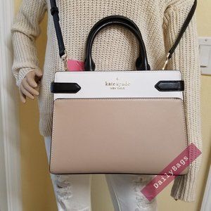 NWT KATE SPADE 100% AUTHENTIC WKRU6952 MEDIUM SATCHEL STACI CROSSBODY BEIGE